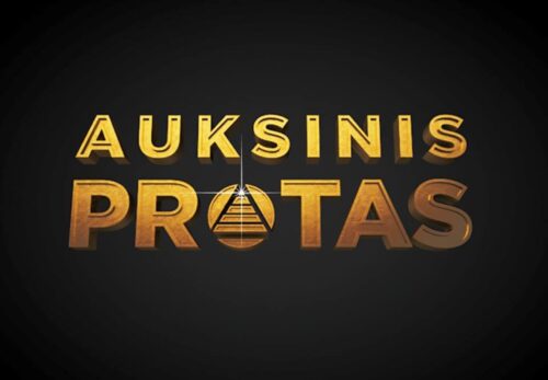 Auksinis protas afiša juodame fone auksinės raidės