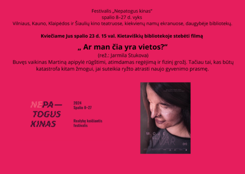 Festivalis "Nepatogus kinas". Filmas "Ar man čia yra vietos?" Moters veidas, apipiltas rūgštimi, nudegintas.