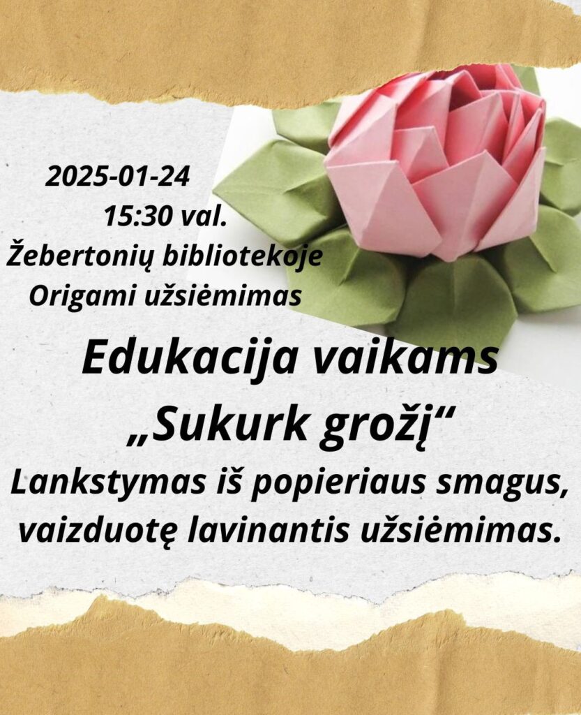 Renginio plakatas, edukacija vaikams „Sukurk grožį“